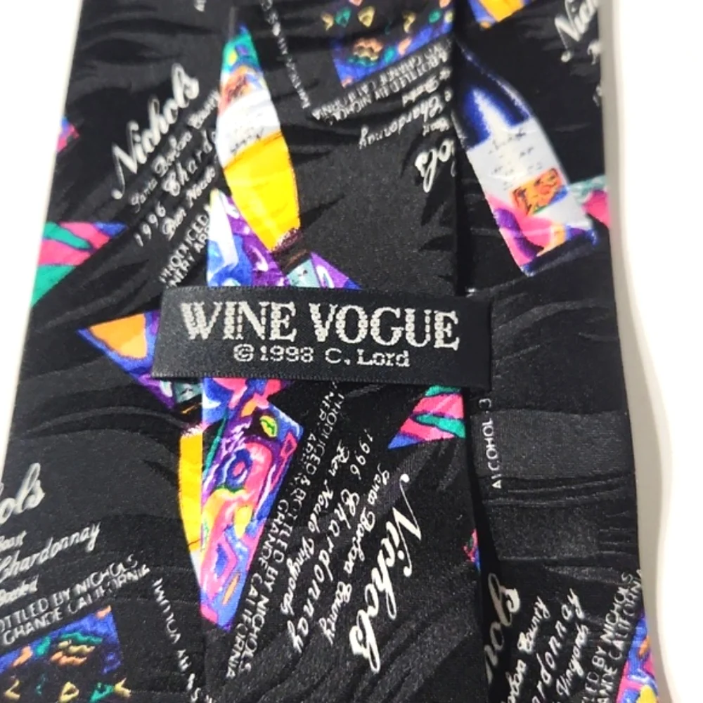 90's Wine Vogue Collection Nichols Winery Silk Tie Images of a Sommelier HTF NEW